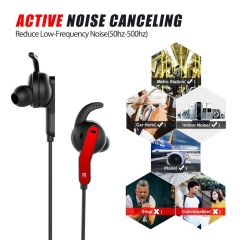 New Active Noise cancelling stereo sound in-ear neckband Sport bluetooth headphones volume control headset